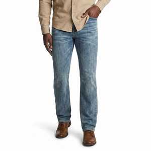 Jean en denim bleu clair 100 % coton pour homme, coupe slim, grande taille, délavé, style urbain, 5 poches, décontracté, coupe droite, OEM disponible - Product Image 6