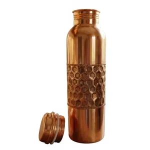 Handcrafted Pure Copper Water <b>Bottle</b> With Tumbler Set Sleek Polished Finish Plain Copper <b>Flask</b> For Wellness - Product Image 4