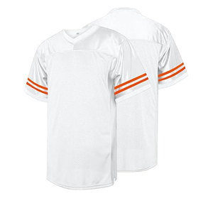 Men's White V-Neck Short Sleeve Football Jersey Breathable Mesh Fabric Striped Sleeves Regular Fit All Seasons Apparel - Product Image 1