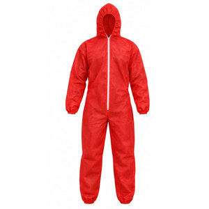 Combinaison de protection jetable non tissée avec capuche, fermeture éclair et poignets élastiques pour la construction et le nettoyage - Product Image 2