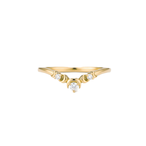 Newest Jewelry Dainty Curved <b>Three</b> Stone Diamond Ring 18K Solid Gold Minimalist Crescent V Shape Ring Round Lab Grown Diamond - Product Image 1