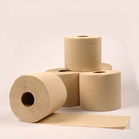 Lampure Sf-0005 Papier toilette personnalisable en pâte de bambou non blanchie, biodégradable, jetable aux toilettes, sans produits chimiques, 2 ou 3 plis, 48 rouleaux