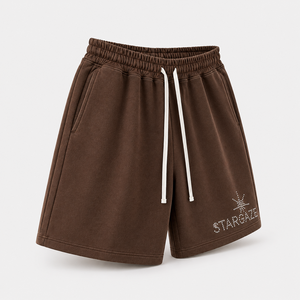 Shorts Bermuda en Coton Marron pour Homme avec Cordon de Serrage et Logo Brodé à la Ligne Inférieure, Style Décontracté, Taille Mi-Haute, Poches - Product Image 4