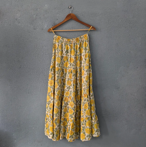 Elevate everyday ethnic wardrobe with this charming yellow floral tiered long <b>skirt</b> Crafted from soft breathable fabric - Product Image 5