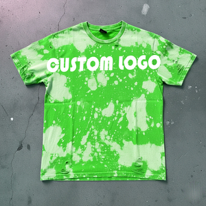 เสื้อยืดปักลายแบบ OEM สไตล์วินเทจ ประดับด้วยคริสตัล พิมพ์ลายด้วยเทคนิค DTG ล้างสีแบบ Acid Wash ให้ดูซีดจางแบบโดนแดด สำหรับผู้ชาย - Product Image 4