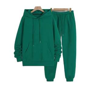 Ensemble de survêtements d'hiver personnalisables pour hommes – Veste pull décontractée et pantalon de jogging chauds – Vente en gros – Bas de survêtement unis pour le sport - Product Image 1