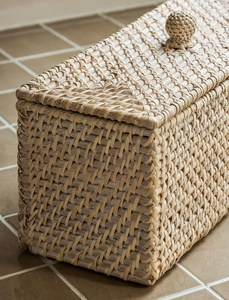 Rectangular Woven <b>Storage</b> <b>Box</b> With Lid Bohemian Style Artisan Woven Tray Elegant Home <b>Decor</b> Piece <b>For</b> Dining And Living Spaces - Product Image 4