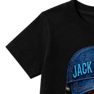 เสื้อยืดแขนสั้นลายกราฟิกสีดำสำหรับเด็กวัยหัดเดิน พร้อมหมวกแก๊ป และเสื้อยืดคอกลมพิมพ์ลายฟองสบู่ สวมใส่สบาย น้ำหนักเบา เหมาะสำหรับทุกวัน แฟชั่นสำหรับเด็กผู้ชาย - Product Image 5