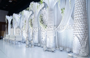 Decoración de Escenario con Palmeras para Bodas, Arco de Boda Elegante de Plástico con Iluminación Morada y Diseño Floral para Escenario - Product Image 3