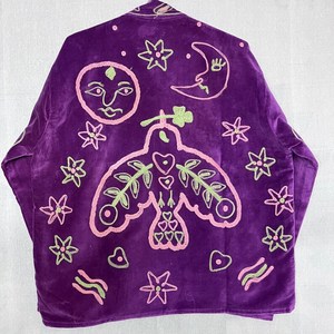 Chaqueta de Terciopelo Morado Real Bordada a Mano para Mujer, con Motivos Florales y de Aves, Estilo Folclórico, Abrigo de Invierno, Regalo Único para Mujer - Product Image 6