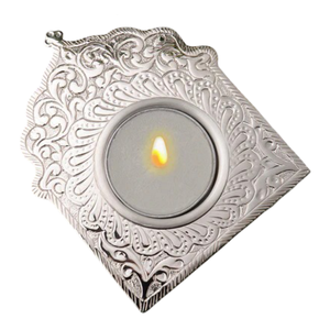 Portavelas de latón de alta calidad estilo árabe vintage con acabado en níquel, portavelas de latón puro para decoración del hogar. - Product Image 2