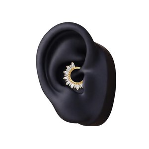 925 Sterling Silver 14K Gold Plated Hoop <b>Earring</b> <b>Hinge</b> Daith Cartilage Piercing Jewelry - Product Image 5