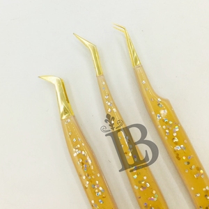 Ensemble de pinces à cils pour extensions de cils, nouvelle version personnalisée, pinces à cils en acier inoxydable avec paillettes, qualité supérieure, prix bas, durables - Product Image 5