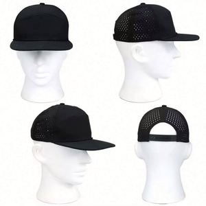 Gorra de béisbol unisex personalizada de 7 paneles con malla perforada a láser, estilo urbano, snapback, deportiva, con cuerda y visera plana. - Product Image 1