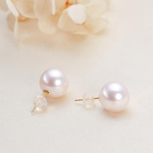 Pendientes de Oro de 18K con Perlas de Agua Dulce Edison Blancas de 11-12mm Redondas con Imperfecciones Incluidas - Product Image 4