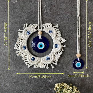 Décoration murale en macramé œil porte-bonheur faite à la main de haute qualité, style bohème, pour Noël, en corde de coton, pour usage intérieur - Product Image 4