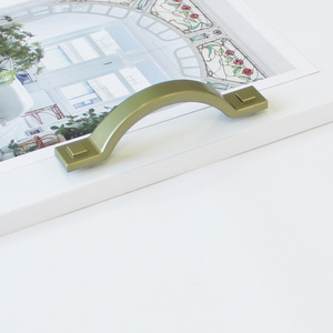 Eco-Friendly Durable Modern Curved Zinc Alloy Cabinet Handle Satin Brass <b>Drawer</b> <b>Pull</b> for Dresser Bedroom Kitchen Bathroom Dining - Product Image 6