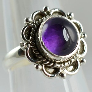 Amethyst 925 Sterling Silver <b>Boho</b> Statement Promise <b>ring</b> for Women, Natural Round Gemstone <b>Boho</b> Jewelry <b>Ring</b> Size 4-13 Christmas - Product Image 6