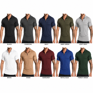 T-shirt sportif à manches courtes pour homme, vert olive, coupe ajustée, logo imprimé par transfert thermique sur le devant, en polyester tricoté, séchage rapide - Product Image 5