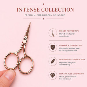 OEM Rose Gold Embroidery <b>Scissors</b> Precision Fine Point <b>Sewing</b> Craft Tool Wholesale - Product Image 3