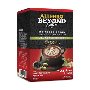 ALLEBRO Beyond Coffee Café 3-en-1 style Jawa Occidental sans sucre ajouté avec Stevia 15 bâtonnets - Product Image 1