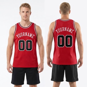 Uniforme de Baloncesto Personalizado Rojo sin Mangas, Malla Transpirable, con Nombre y Número, para Adultos - Product Image 2