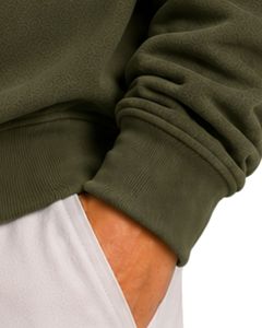 Customized Dark Olive Green <b>Men</b> Oversized Quarter Zip Sweatshirt <b>Pullover</b> Fleece Cotton Polyester Casual Winter Sweatshirt - Product Image 5
