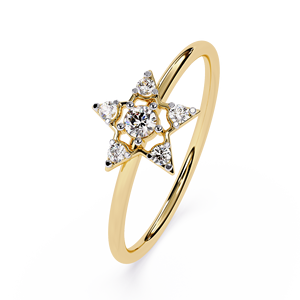 Anillo minimalista de diamante natural redondo con forma de estrella celestial, certificado por IGI, oro sólido de 18k, anillos de compromiso para mujer - Product Image 2