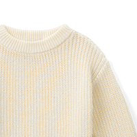 Sweater Rajut Kerah Bulat 100% Katun Unisex Bayi Balita Musim Dingin Kasual Lengan Panjang Warna Solid Ramah Lingkungan 7GG Gauge Atasan