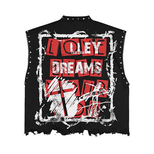 Camiseta sin mangas de moda personalizada, chaleco de punto transpirable con estampado gráfico, conjunto de dos piezas de verano, diseño holgado informal con pedrería para la calle. - Product Image 4