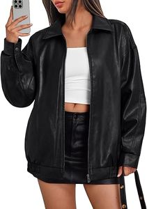 Chaqueta de cuero sintético oversize para mujer, estilo motociclista, casual, con cremallera, manga larga, cuello alto, ropa de calle de invierno, superventas - Product Image 2