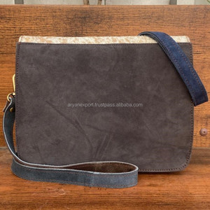 Handcrafted Hair on Cowhide Colorful Suede Leather Crossbody Shoulder <b>Bags</b> for Women Sustainable Recycled Leather <b>Tassel</b> Handbag - Product Image 5