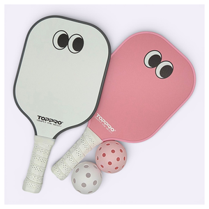 Durable Tournament Paddle Set Fibre Glass <b>Polymer</b> Honeycomb Core Soft PU/TPR Grip PinkWhite Color 16mm Thickness Crystal End Cap - Product Image 5
