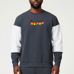 Sweat-shirts surdimensionnés à col rond 100% coton sur mesure pour hommes, style hip-hop respirant et confortable, brodés pour l'hiver - Product Image 1