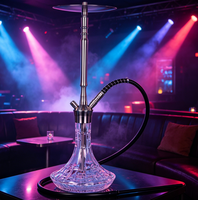 Chicha en acier inoxydable avec base en verre argenté, grande taille, avec plusieurs sorties de fumée