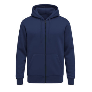 <b>Men's</b> <b>Grey</b> Zipper Sweatshirt Regular Fit <b>Fleece</b> Casual Autumn Wear 100% Cotton Knitted Long Sleeve Solid Color Hoodies - Product Image 4