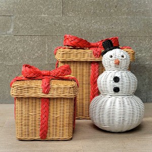 Caja de regalo navideña de ratán, centro de mesa decorativo y organizador, cajas de almacenamiento tejidas a mano - Product Image 1