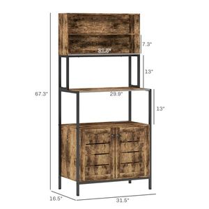 Organizzatore Regolabile per la Casa con Supporto per Microonde in Acciaio al Carbonio e Paglia, Scaffale Portaoggetti da Cucina per Casa e Garage - Product Image 4
