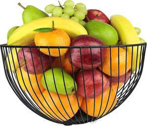 Panier à fruits rond en fer noir, organisateur de cuisine en maille métallique, panier à fruits en fil métallique noir pour le commerce alimentaire - Product Image 2