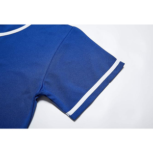 Maillot de baseball unisexe pour adulte, bleu, manches courtes, boutons sur le devant, tissu respirant en polyester, vêtements de sport - Product Image 6