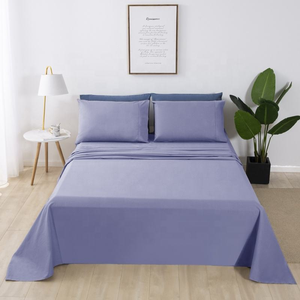 Juego de Sábanas de 4 Piezas, 100% Orgánicas, Ecológicas, de Color Liso, con Sábana Ajustable y 2 Fundas de Almohada - Product Image 1