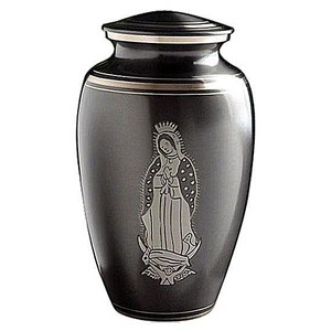 Urna Funeraria de Latón Pulido con Grabado de Flor Marrón, para Cenizas de Adultos, Estilo Americano/Europeo - Product Image 4