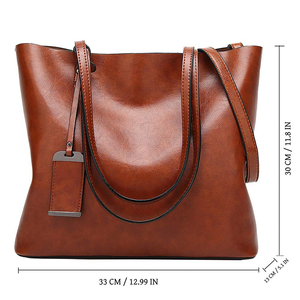 Bolso Tote de Cuero Genuino Clásico para Mujer, Gran Capacidad, Estilo Casual, Color Marrón, Dos Asas, Diseño Abierto, Uso Diario - Product Image 4