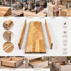 Panneaux latéraux de tiroir en pin massif à jointure à languettes pour armoires de cuisine, usage intérieur, design minimaliste, matériau écologique, personnalisable - Product Image 1
