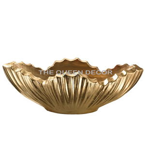 Bol décoratif en aluminium de haute qualité, de forme antique, finition dorée, design japonais attrayant - Product Image 1