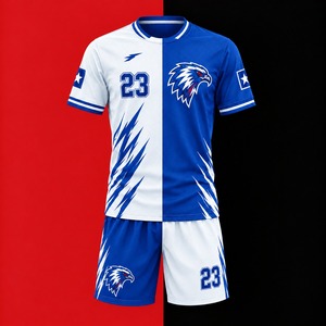 Ensemble de maillots de football personnalisés |   Maillot et short de football légers |   Uniforme de sport à manches longues et col en V |   Imprimé numérique unisexe pour tous - Product Image 1