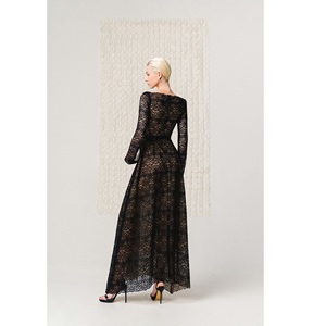 Robes de soirée de luxe en gros ASTORIA LACE GOWN à manches longues, coupe ajustée, ODM, marque privée, robes décontractées élégantes pour femmes - Product Image 1