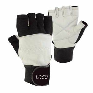 Guantes de Pesca Premium con Logotipo Personalizado, Medios Dedos, de Cuero, Unisex, Cierre de Gancho y Bucle, para Todas las Estaciones, Blancos y Negros, Transpirables - Product Image 1