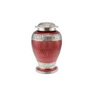 Handcrafted Crimson <b>Red</b> Brass Cremation Urn For Human Ashes Adult Funeral Memorial Urn With Engraved Floral Band Wholesale Urn - Product Image 3