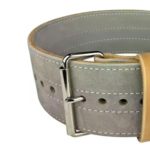 Cinturón de Levantamiento de Pesas Personalizado de Cuero Genuino de Ante con Hebilla de Acero de Una Sola Punta Color Plata para Powerlifting - Product Image 4